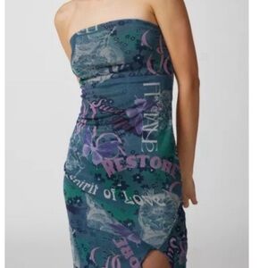 Urban Outfitters Samara Mesh Strapless
Slit Dress